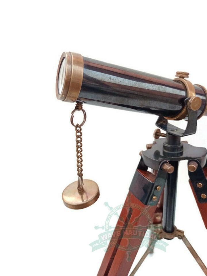 Decorative Maritime Brass Telescope with Adjustable Tripod Stand - WoodenTwist