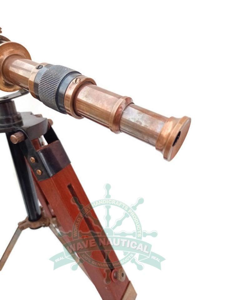 Decorative Maritime Brass Telescope with Adjustable Tripod Stand - WoodenTwist