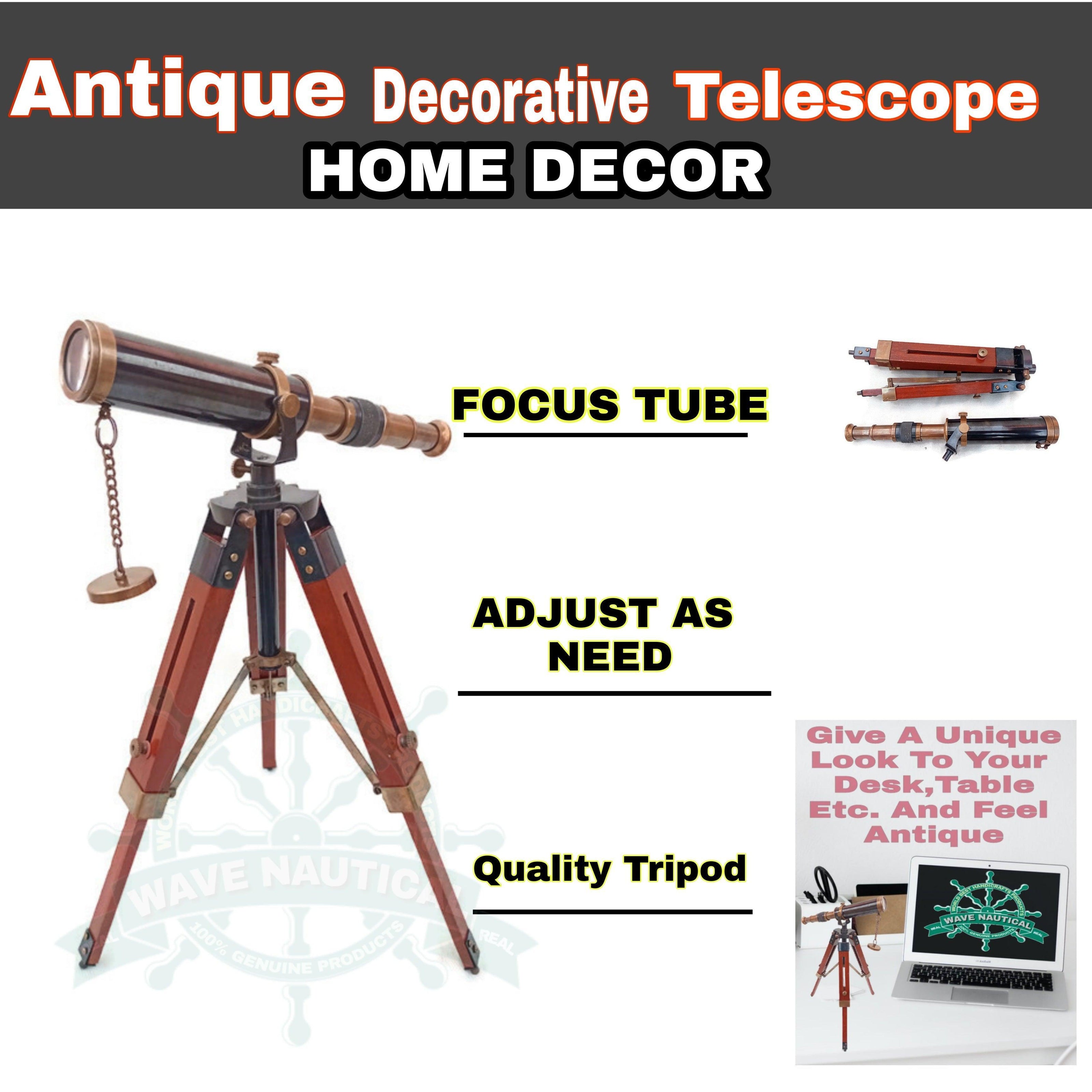 Decorative Maritime Brass Telescope with Adjustable Tripod Stand - WoodenTwist