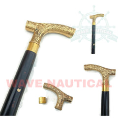 Brass Antique Walking Stick - Soft Touch Derby Stick For Men And Women - WoodenTwist