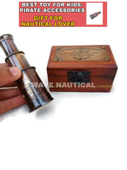 Telescope Victorian Marine with Wooden Box Vintage Mini Handheld - WoodenTwist