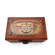 Telescope Victorian Marine with Wooden Box Vintage Mini Handheld - WoodenTwist