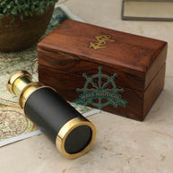 Metal Nautical Brass Telescope with Wooden Box, Toys for Children - WoodenTwist