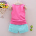 Raafi Summer Baby girls Tee With Shorts Pink & Blue - WoodenTwist