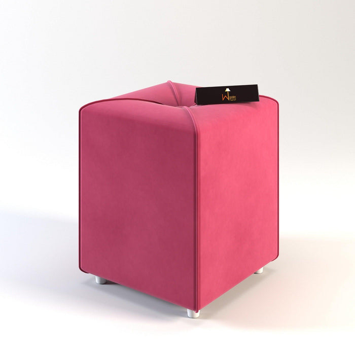 Stool for Living Room Soft Fabric Comfortable Cushion Ottoman Stool (Pink) - WoodenTwist