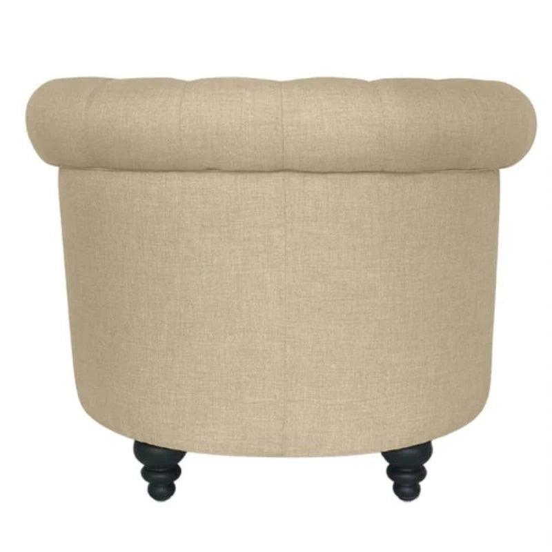 Beige Upholstery with Walnut-Finish Legs