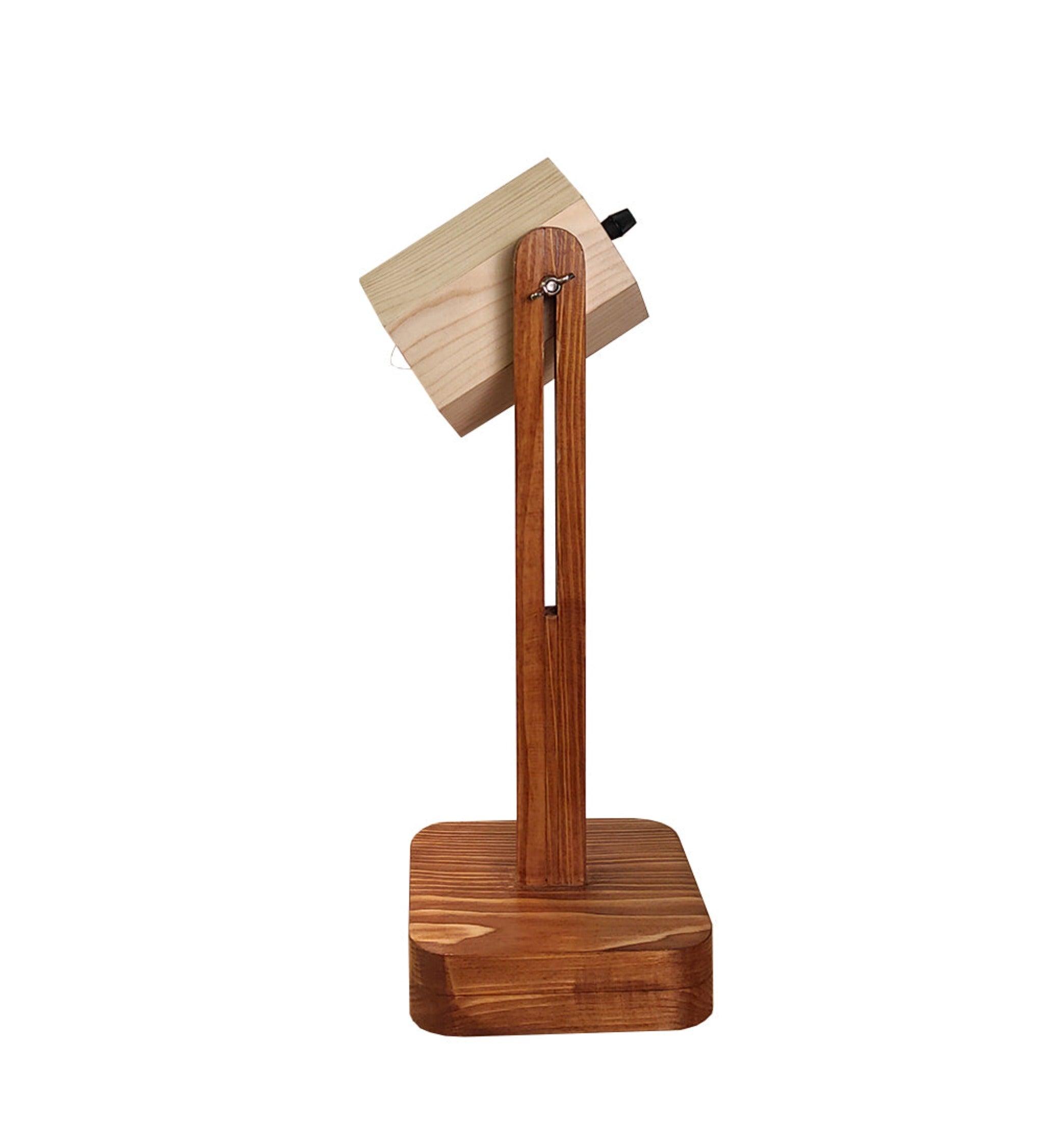 Hexspot Brown Wooden Table Lamp with Beige Wooden Lampshade - WoodenTwist