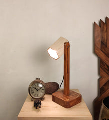 Hexspot Brown Wooden Table Lamp with Beige Wooden Lampshade - WoodenTwist