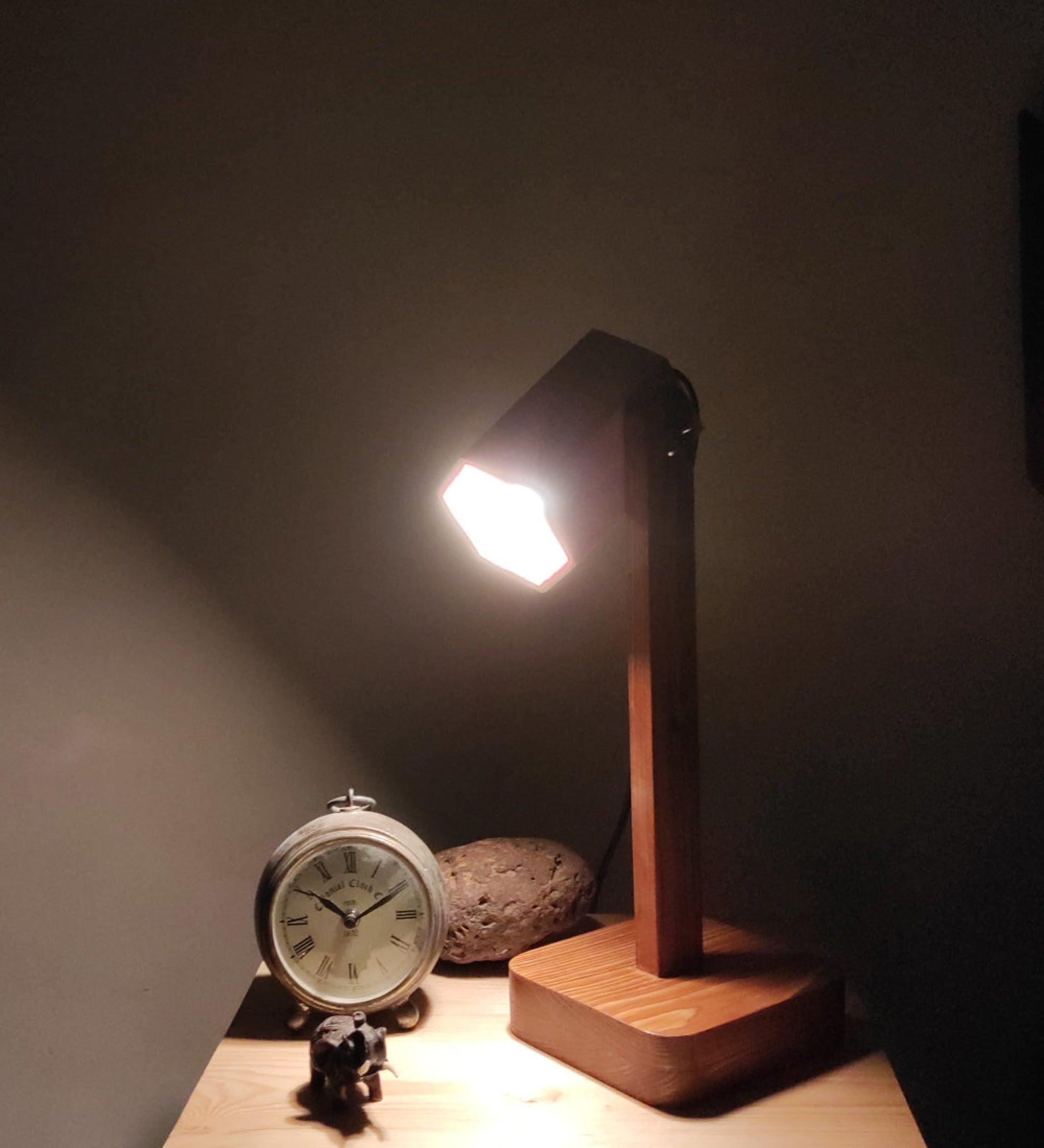 Hexspot Brown Wooden Table Lamp with Beige Wooden Lampshade - WoodenTwist