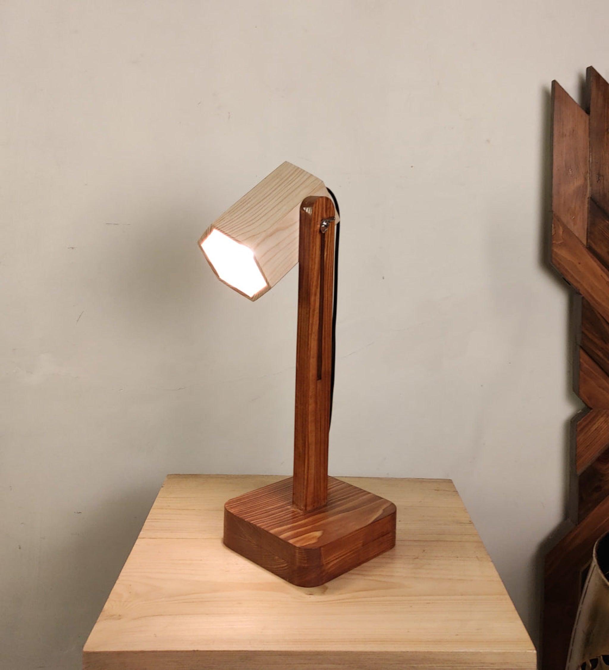 Hexspot Brown Wooden Table Lamp with Beige Wooden Lampshade - WoodenTwist