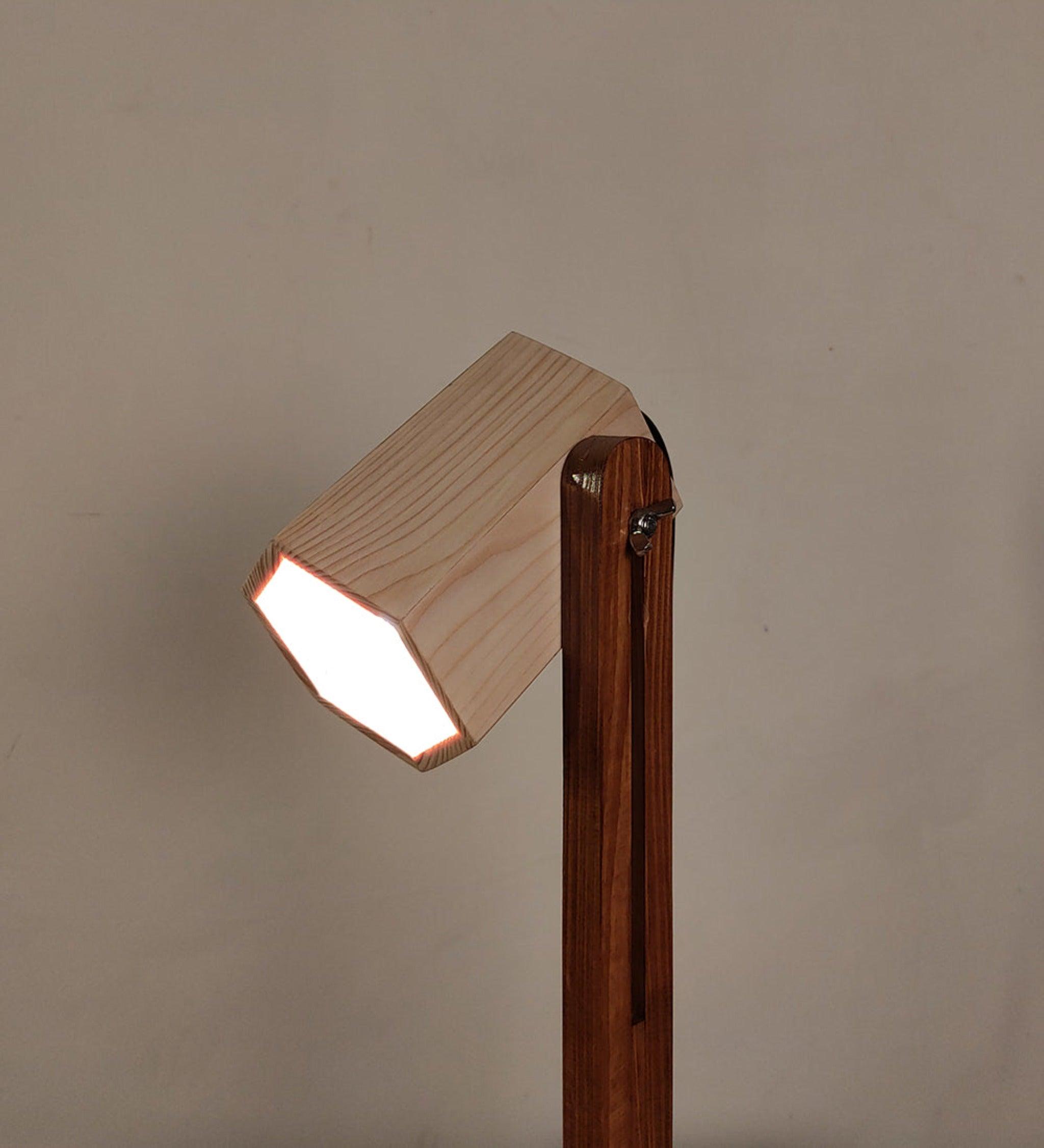 Hexspot Brown Wooden Table Lamp with Beige Wooden Lampshade - WoodenTwist