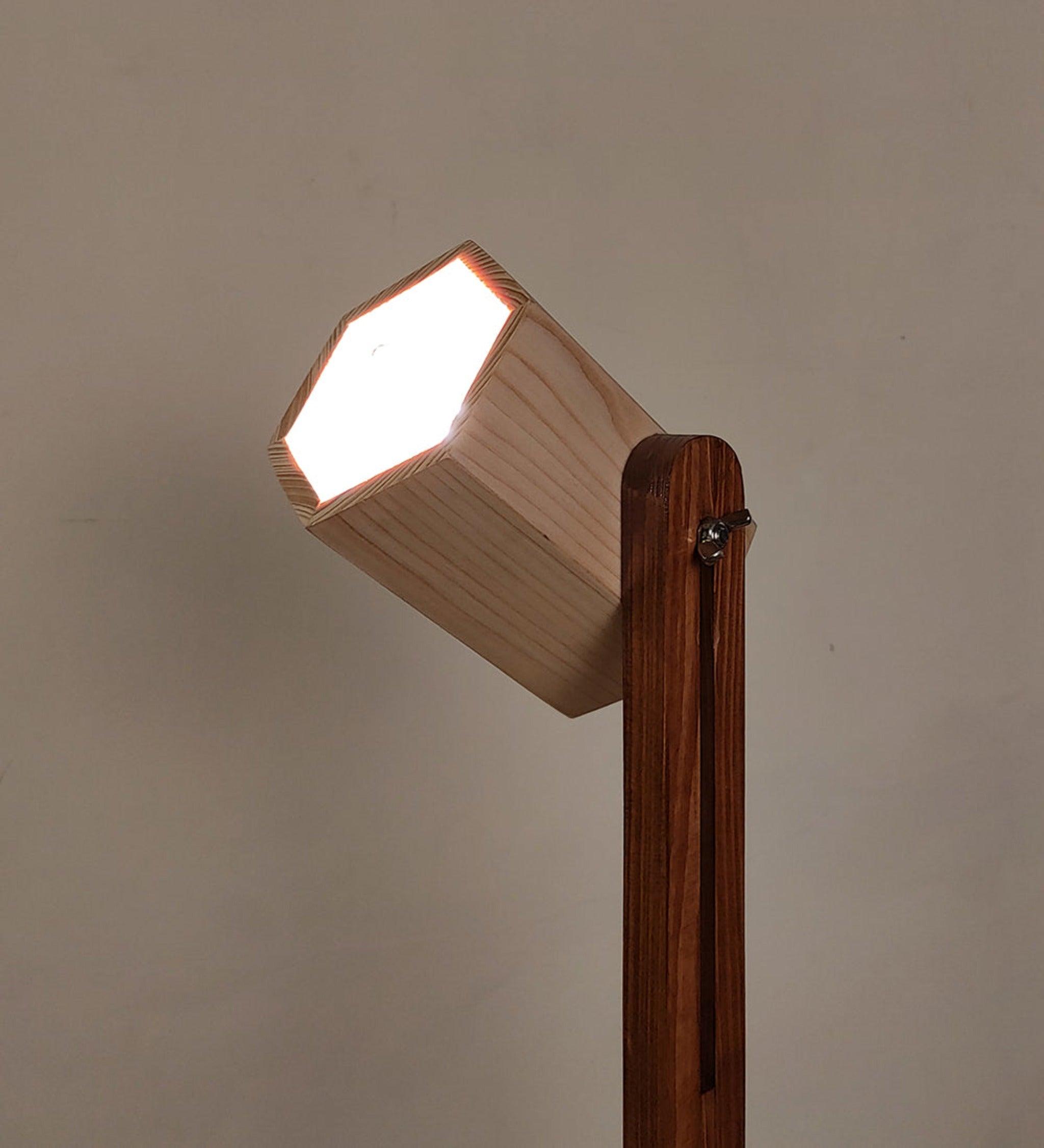 Hexspot Brown Wooden Table Lamp with Beige Wooden Lampshade - WoodenTwist