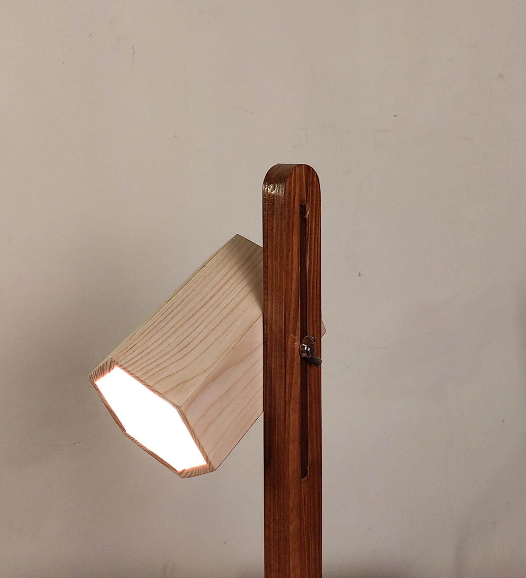 Hexspot Brown Wooden Table Lamp with Beige Wooden Lampshade - WoodenTwist