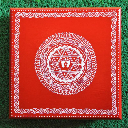 Aipan Inspired Hand Painted Wooden Puja Chowki - WoodenTwist