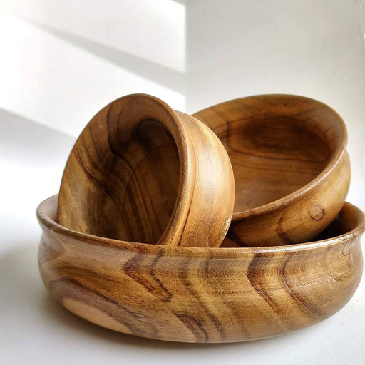 Wooden Bowl || Set of 3 || Food Safe || Acacia Wood || Hot/Cold Meal - WoodenTwist