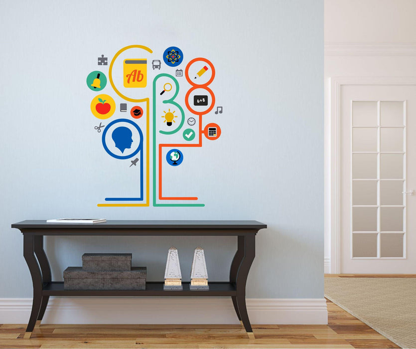 Abstract Library Wall Sticker for Living Room - WoodenTwist