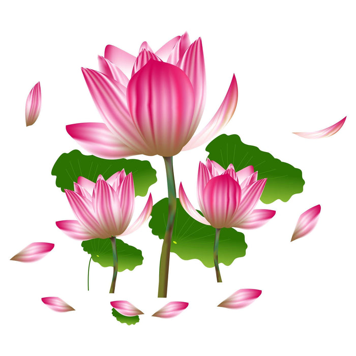 Beautiful 3D Lotus Flowers Wall Sticker for Living Room, Bedroom - WoodenTwist