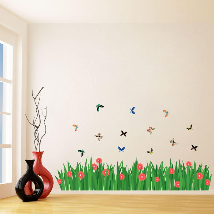 Grass and Butterflies Wall Sticker - WoodenTwist