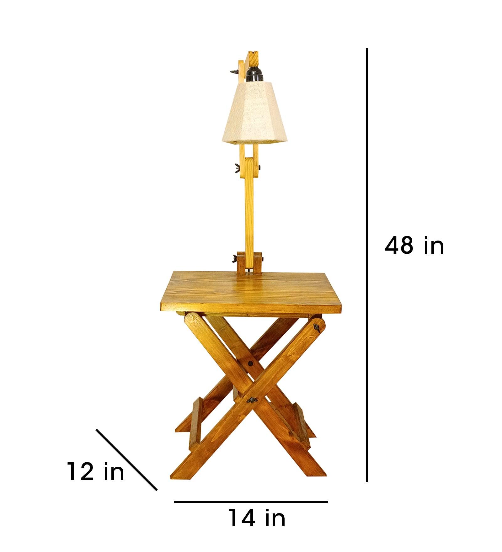 Regis Wooden Floor Lamp with Brown Base and Jute Fabric Lampshade - WoodenTwist