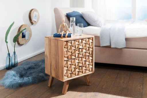 Modern Bedside Table for Living Room In Natural Finish - WoodenTwist