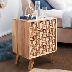 Modern Bedside Table for Living Room In Natural Finish - WoodenTwist