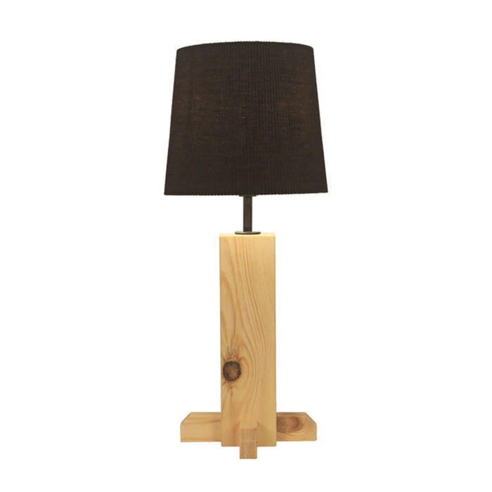 Rocket Beige Wooden Table Lamp with Black Fabric Lampshade - WoodenTwist