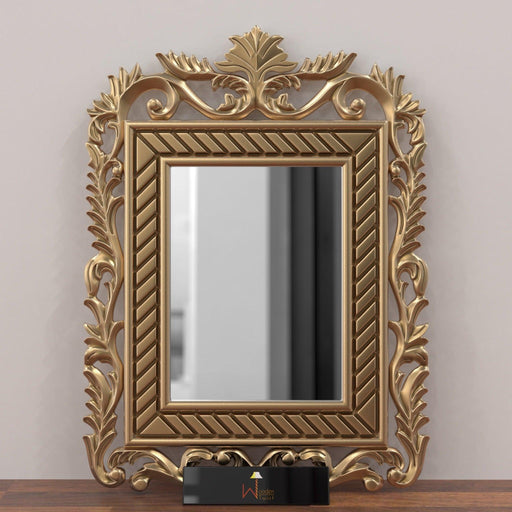 Wooden Carved Mirror (Golden) - WoodenTwist