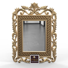 Wooden Carved Mirror (Golden) - WoodenTwist