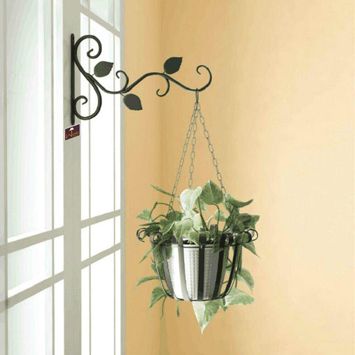 Decorative Flower Pot Wall Hanging Bracket with Hook - WoodenTwist