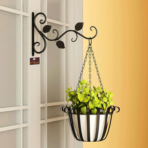 Decorative Flower Pot Wall Hanging Bracket with Hook - WoodenTwist