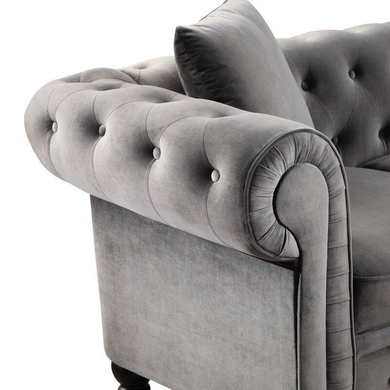Chesterfield Velvet Corner Sofa - Full Set With Table