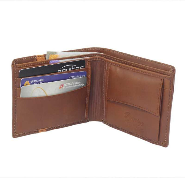 Men Brown Genuine Leather Wallet (3 Card Slots) - WoodenTwist