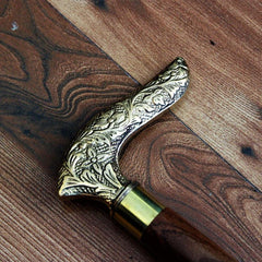 Handcrafted Sheesham Wood Walking Stick With Brass Handle - WoodenTwist