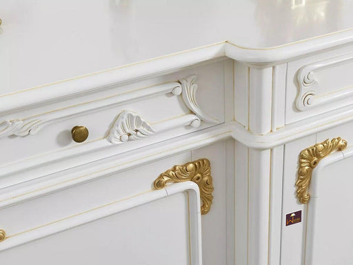 Wooden Twist Embellished Style Teak Wood Sideboard Cabinet ( Golden Leaf ) - WoodenTwist
