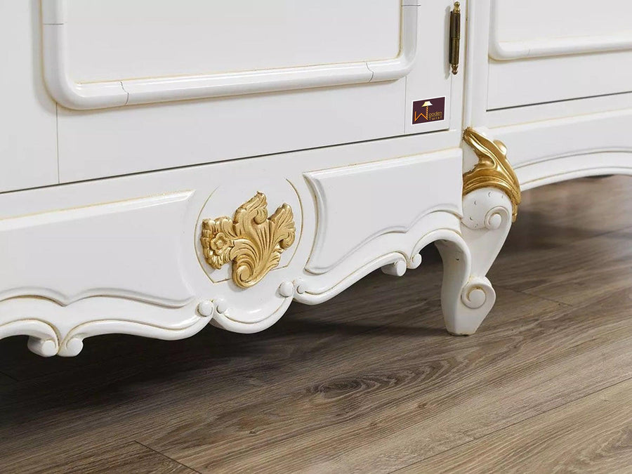 White Finish With Golden Leaf Accents