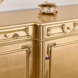 Wooden Twist Auspicious Style Teak Wood Sideboard Cabinet ( Golden ) - WoodenTwist