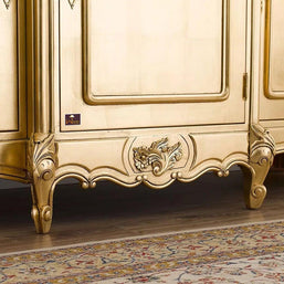 Wooden Twist Auspicious Style Teak Wood Sideboard Cabinet ( Golden ) - WoodenTwist