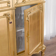 Wooden Twist Auspicious Style Teak Wood Sideboard Cabinet ( Golden ) - WoodenTwist