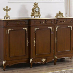 Wooden Twist Slang Style Teak Wood Sideboard Cabinet ( Golden Leaf ) - WoodenTwist