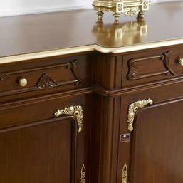 Wooden Twist Slang Style Teak Wood Sideboard Cabinet ( Golden Leaf ) - WoodenTwist