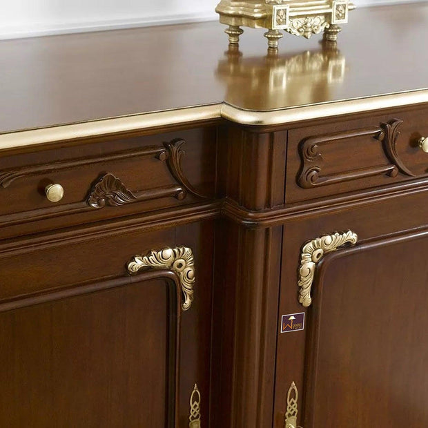 Wooden Twist Slang Style Teak Wood Sideboard Cabinet ( Golden Leaf ) - WoodenTwist