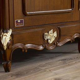 Wooden Twist Slang Style Teak Wood Sideboard Cabinet ( Golden Leaf ) - WoodenTwist