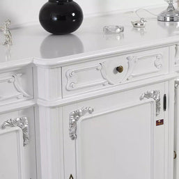 Wooden Twist Emblazon Style Teak Wood Sideboard Cabinet ( Silver Leaf ) - WoodenTwist