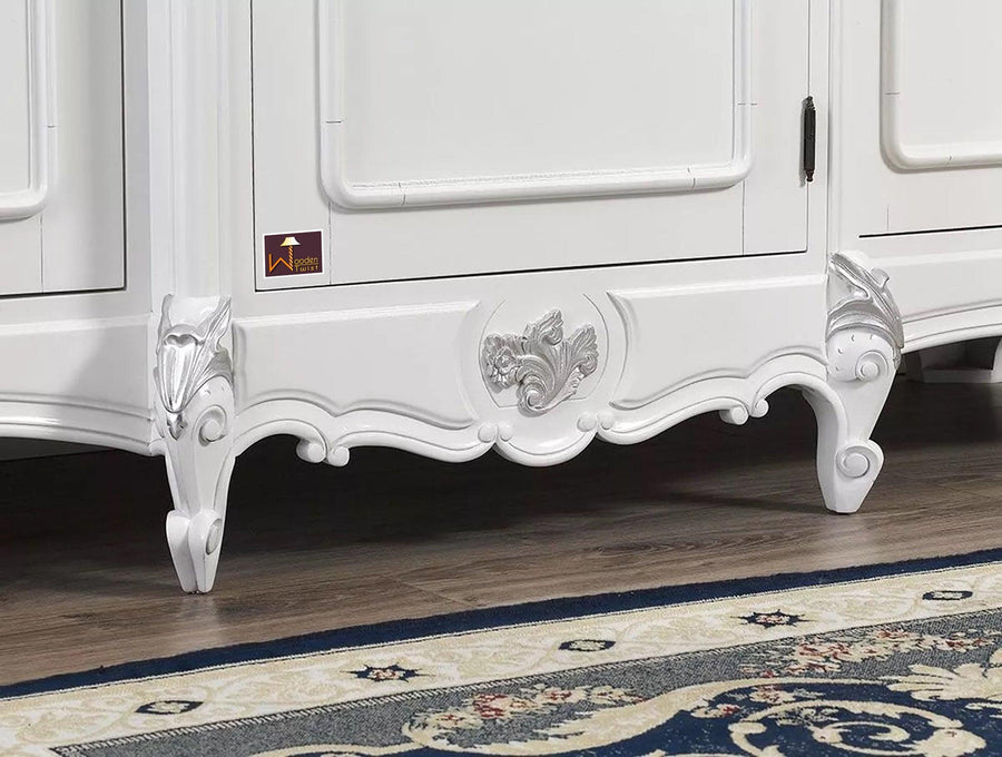 White Finish With Silver Leaf Accents