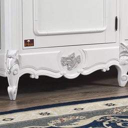 Wooden Twist Emblazon Style Teak Wood Sideboard Cabinet ( Silver Leaf ) - WoodenTwist