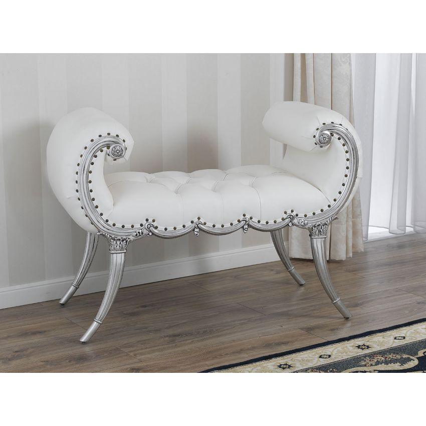 Ritzy Sheesham Wood Bench Couch - Silver front view
