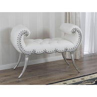Ritzy Sheesham Wood Bench Couch - Silver front view