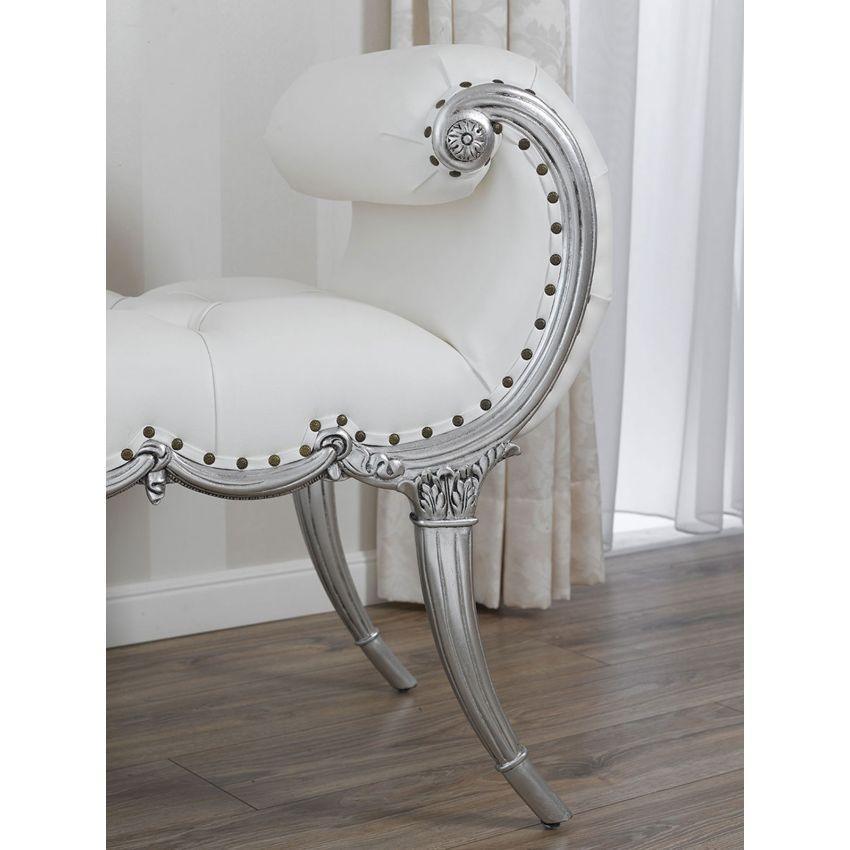 Ritzy Sheesham Wood Bench Couch - Silver side view