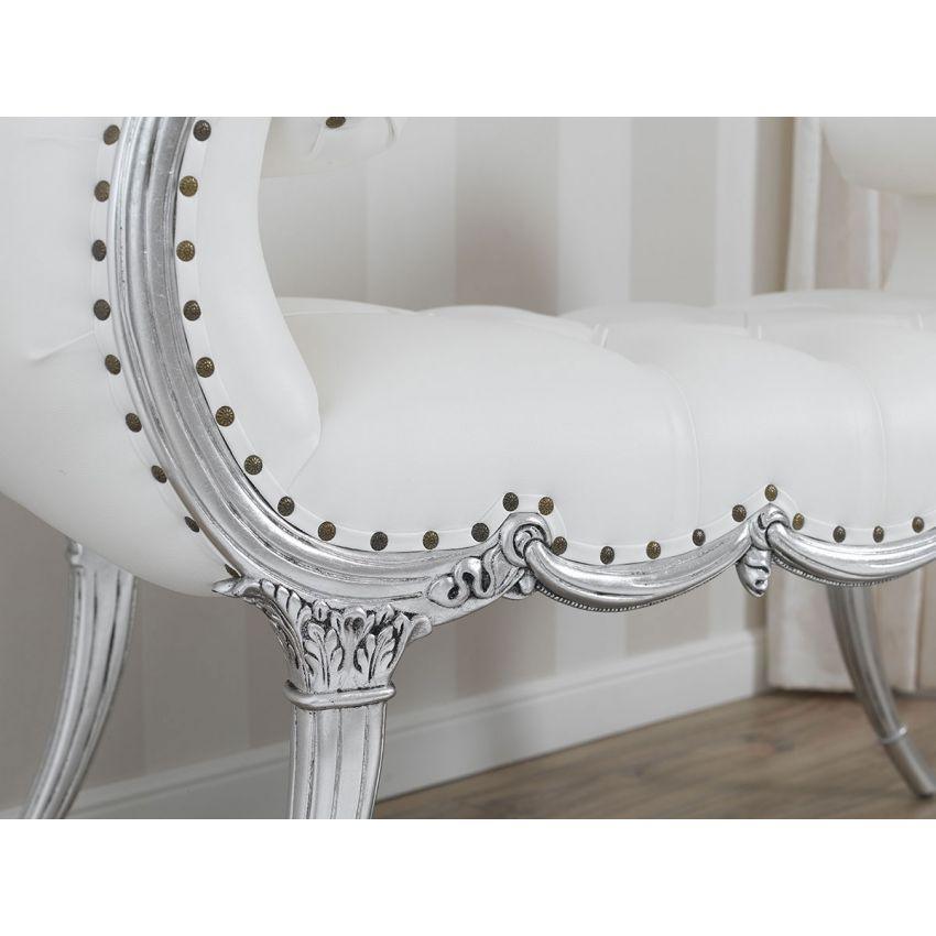 Ritzy Sheesham Wood Bench Couch - Silver detail view