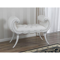 Ritzy Sheesham Wood Bench Couch - White side view